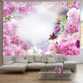 Фотообои Artgeist Scent Of Carnations - Abstract Floral Motif With Inscriptions And Clouds XXLNEW011046, 210 см x 300 см