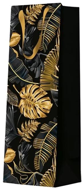 Dāvanu maisiņš Paw Decor Collection Premium Gold Leaves, 10 cm x 37 cm x 12 cm, zelta krās./melna krās.
