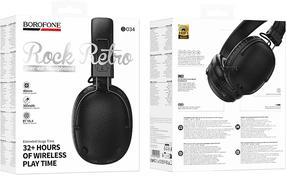 Bezvadu austiņas Borofone Rock Retro BO34, melna krās.