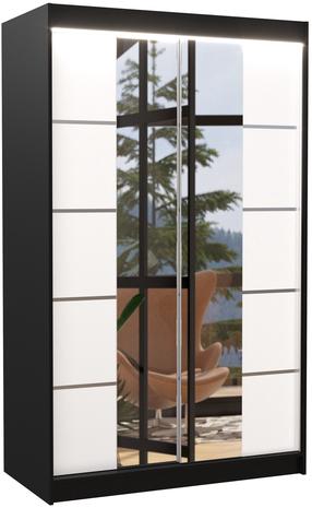 Шкаф ADRK Genua LED, белый цв./черный цв., 58 см x 120 см x 200 см, с зеркалом