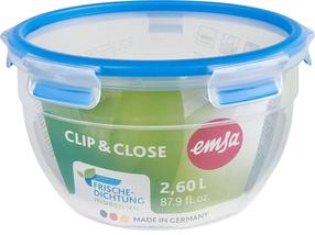 Контейнер для еды Emsa Clip & Close, 2.6 л, 21.8 см x 20.9 см, прозрачный цв./синий цв.