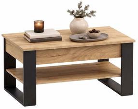 Kavos staliukas Akord Furniture Factory Denver, juoda sp./craft oak, 92 cm x 52 cm x 45 - 58 cm