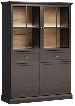 Vitrina Gala Meble Lucca W4D2S, juoda sp., 118.5 cm x 41.5 cm x 164.5 cm