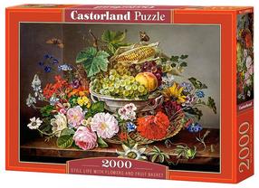 Dėlionė Castorland Still Life With Flowers And Fruit Basket 2000 el. C-200658-2, 92 cm x 68 cm, 2000 vnt., įvairių spalvų
