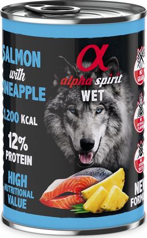 Šlapias šunų maistas Alpha Spirit WET, lašiša/ananasas, 0.4 kg