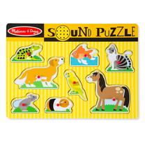 Edukacinė medinė dėlionė Melissa & Doug Sound Puzzle Pets, 2 cm, įvairių spalvų, 9 vnt.