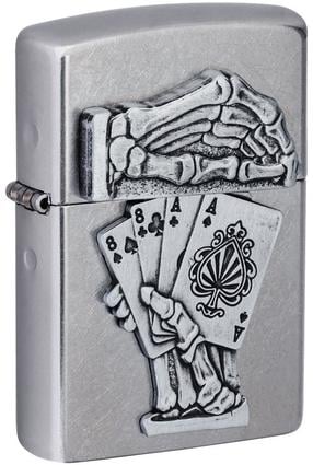 Tulemasin Zippo Dead Mans Hand Emblem Design 49536, hõbe v.