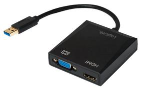 Адаптер Logilink USB 3.0, VGA / HDMI, черный цв.