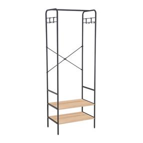 Prieškambario lentyna Home4you Hannes, ruda sp./juoda sp., 64 cm x 40 cm x 180 cm