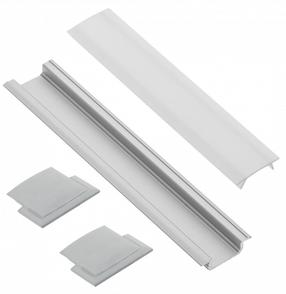 LED juostos profilis GTV Glax Įfrezuojamas PA-ZGLAXOMZ-00, sidabro sp., IP20