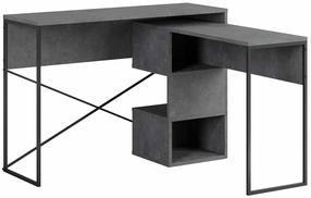 Rašomasis stalas su lentyna Kalune Design Badau 855DTE3866, 102.5 cm x 110 cm, 77 cm, retro grey sp.