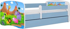Детская кровать Kocot Kids Babydreams Safari, синий цв./белый цв., 70 x 140 cm, без ящика для постельных принадлежностей, с матрасом