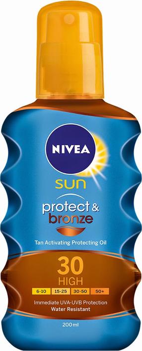 Purškiklis įdegio priežiūrai Nivea Sun Protect & Bronze SPF30, 200 ml