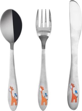 Söögiriistade komplekt lastele Orion Giraffe 143673, 3 aastat, roostevaba teras, hõbe v.