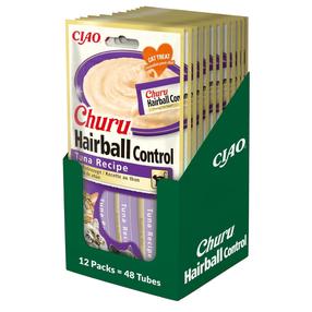 Kārumi kaķiem Inaba Churu Hairball Control, tunzivis, 12 iepakojumi (48 tūbiņas)