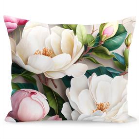 Dekoratyvinės pagalvėlės užvalkalas Mariall Magnolia, balta sp./smėlio sp./žalia sp., 50 cm x 60 cm