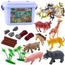 Figūrėlių rinkinys, su priedais Lean Toys Jungle World, 58 vnt., įvairių spalvų