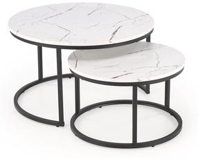 Kavos staliukų komplektas Java, balta sp./juoda sp., 79 cm x 79 cm x 47 cm, 2 vnt.