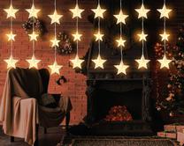 LED lempučių užuolaida Stars, 2.5 m, šiltai balta sp., 112 LED