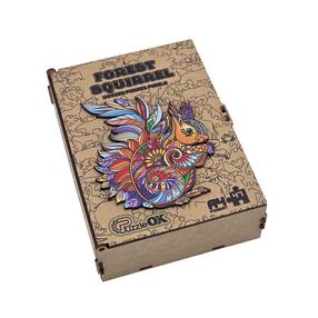 Деревянный пазл PuzzleOK Forest Squirrel, 19 см x 14 см, 47 шт., многоцветный