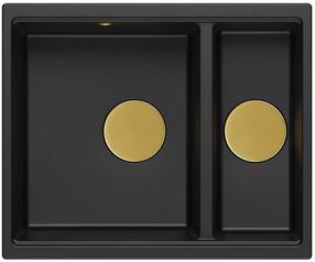 Virtuvinė plautuvė Quadron Logan 150, granitas, 56 cm x 46 cm x 22 cm, aukso sp./juoda sp.