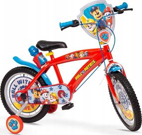 Bērnu velosipēds ar papildus riteņiem, bērnu Toimsa Paw pATROL, zila krās./sarkana krās., 16"