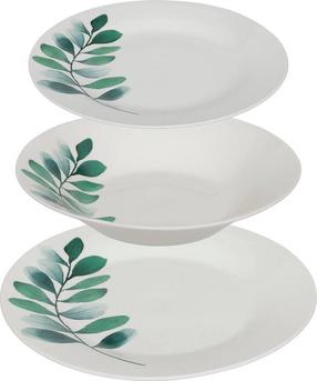 Pietų servizas Secret de Gourmet Vegetal, porcelianas, balta sp./žalia sp., 18 vnt.