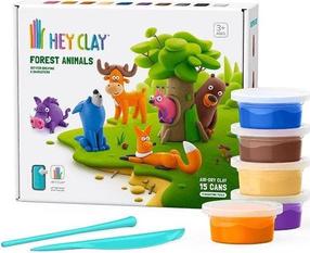Komplekts māla figūriņu izgatavošanai, ar piederumiem Hey Clay Forest Animals, daudzkrāsaina