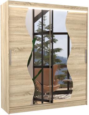 Spinta ADRK Medison LED, sonoma ąžuolo sp., 58 cm x 180 cm x 200 cm, su veidrodžiu