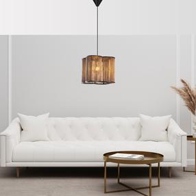 Šviestuvas kabinamas Opviq Chandelier Wooden Cage, E27, 1 x 60 W, ruda sp. / juoda sp.