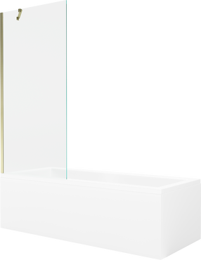 Vanna ar sieniņu, brīvi novietots Mexen Cubik, 150 cm x 70 cm x 40 cm, taisnstūris, caurspīdīga krās./zelta krās.
