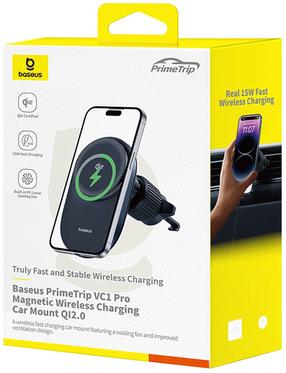 Auto juhtmevaba laadija - hoidik Baseus PrimeTrip VC1 Pro, Qi Wireless, must v., 15 W