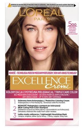 Matu krāsa L’Oréal Paris Excellence Creme, gaiši brūna krās., 5.00, 176 ml