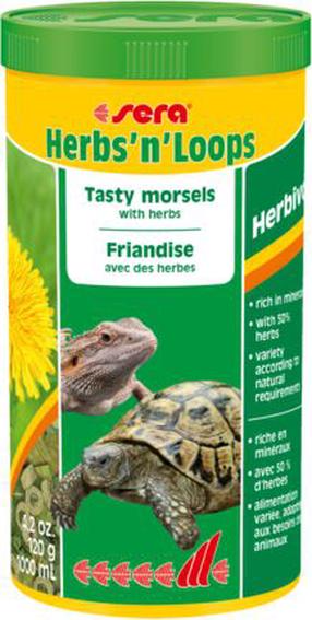 Roplių pašaras Sera Herbs'N'Loops, ropliams/varliagyviams, 120 g