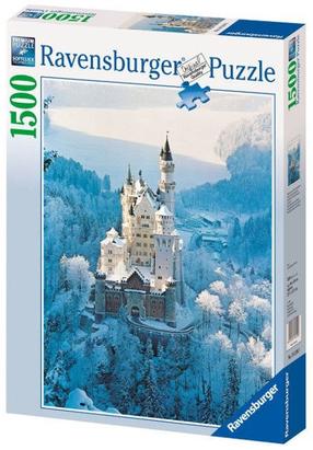 Dėlionė Ravensburger Neuschwanstein Castle in Winter 16219, 80 cm x 60 cm, 1500 vnt., mėlyna sp./balta sp.