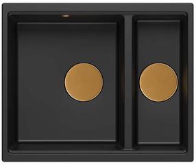 Virtuvinė plautuvė Quadron Logan 150, granitas, 56 cm x 46 cm x 22 cm, juoda sp./vario sp.