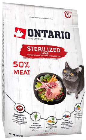 Kuiv kassitoit Ontario Sterilised, lambaliha, 0.4 kg