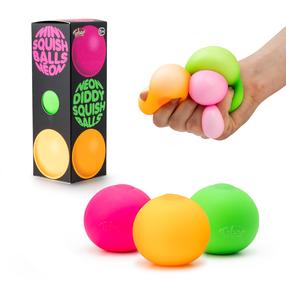 Sensoorne pall, squishy Tobar Neon Diddy Ball, mitmevärviline, 3 tk