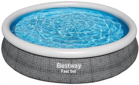 Бассейн, надувной Bestway Fast Set 57445, серый цв., 366 x 76 см