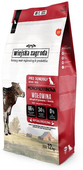 Sausas šunų maistas Wiejska Zagroda, jautiena, 12 kg