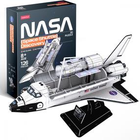 3D пазл Cubicfun NASA Space Shuttle Discovery, 30.5 см x 22.2 см, 126 шт., белый цв./серый цв.