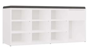 Suoliukas su batų lentyna Tallin, balta/pilka, 110 cm x 35 cm x 49 cm