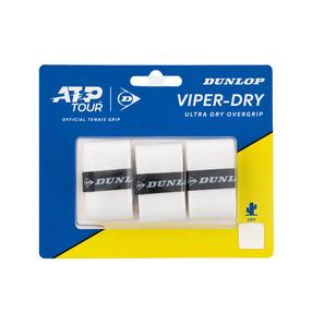 Верхняя обмотка для теннисной ракетки Dunlop ViperDry ATP overgrip, белый цвет, 3 шт.