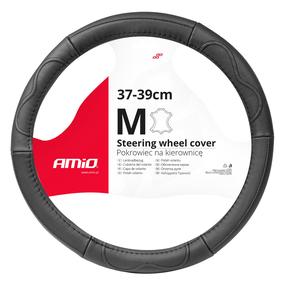 Vairo užvalkalas AMiO, juoda sp., natūrali oda, banguotas raštas, 37-39 cm