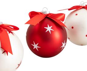 Eglutės žaisliukų rinkinys Homla Holly Jolly Fikco, baltas/raudonas, 8 cm, stiklas, 4 vnt.