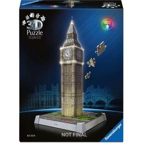 3D dėlionė Ravensburger Iconics Big Ben, 20.9 cm x 20.9 cm, 216 vnt., ruda sp.