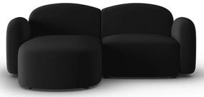 Kampinė sofa Micadoni Home Blair Velvet, juoda sp., kairinė, 194 x 155 cm x 80 cm