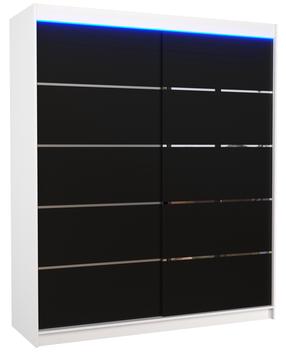 Skapis ADRK Spectra 180 LED, caurspīdīga krās./balta krās./melna krās., 58 cm x 180 cm x 215 cm