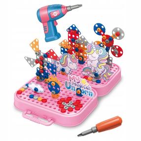 Konstruktora komplekts ar skrūvgriezi Woopie 3D Unicorn, 228 gab., daudzkrāsaina
