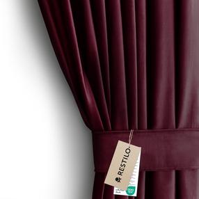 Naktinė užuolaida, su raiščiu Restilo Velvet, raudona sp., 140 cm x 270 cm